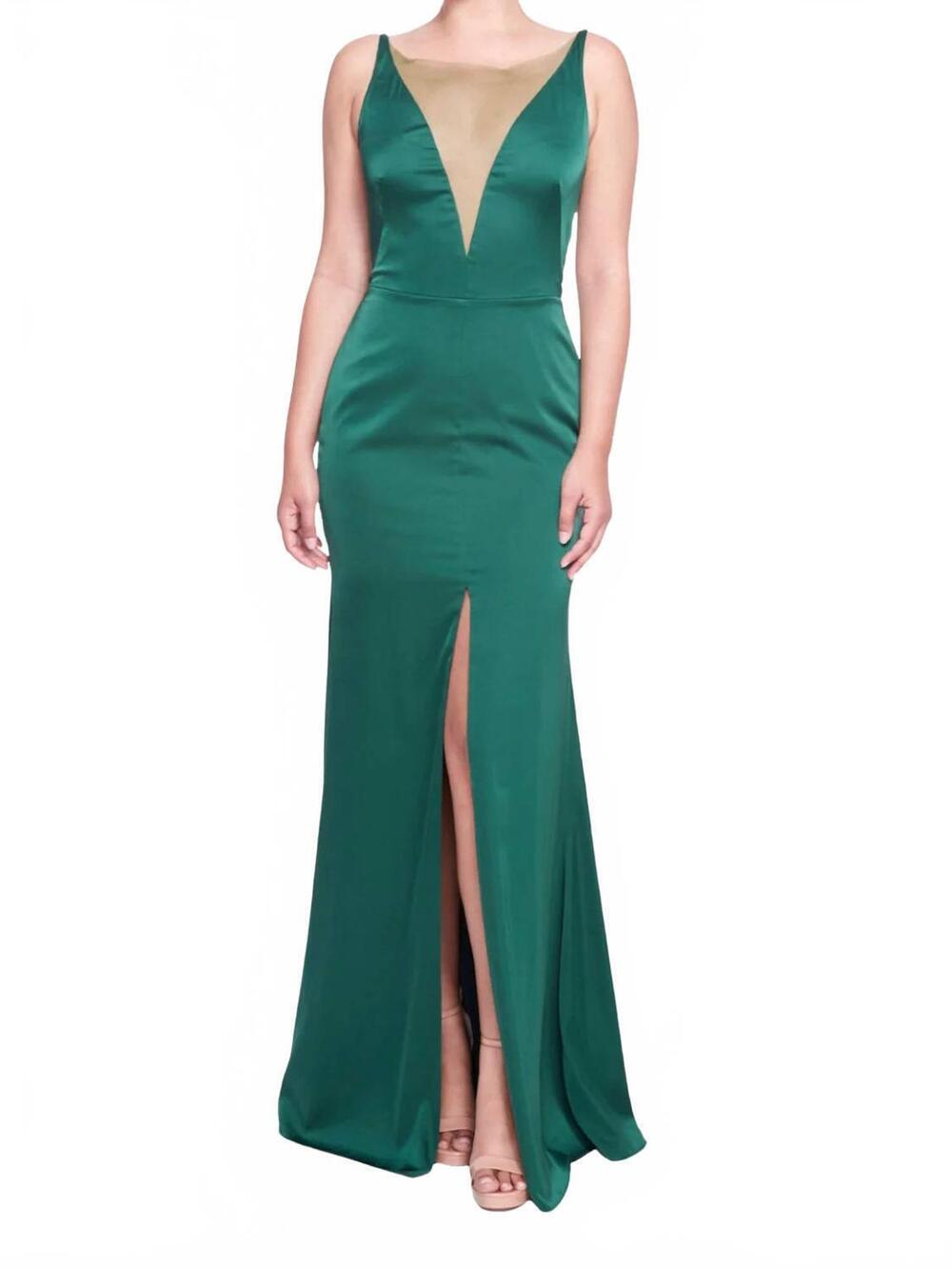 NEW MARCHESA NOTTE emilia satin gown in jade